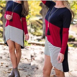 ❣️Sale was $40 down sizing❣️ Long sleeve color block and striped dress